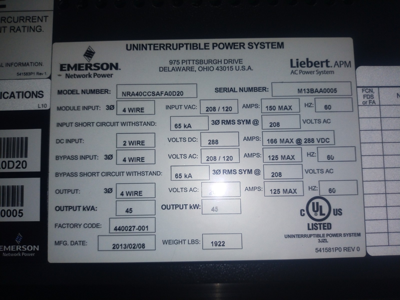 Emerson Network Power Liebert® APM AC Power System Emerson Network Power Liebert® APM AC Power System