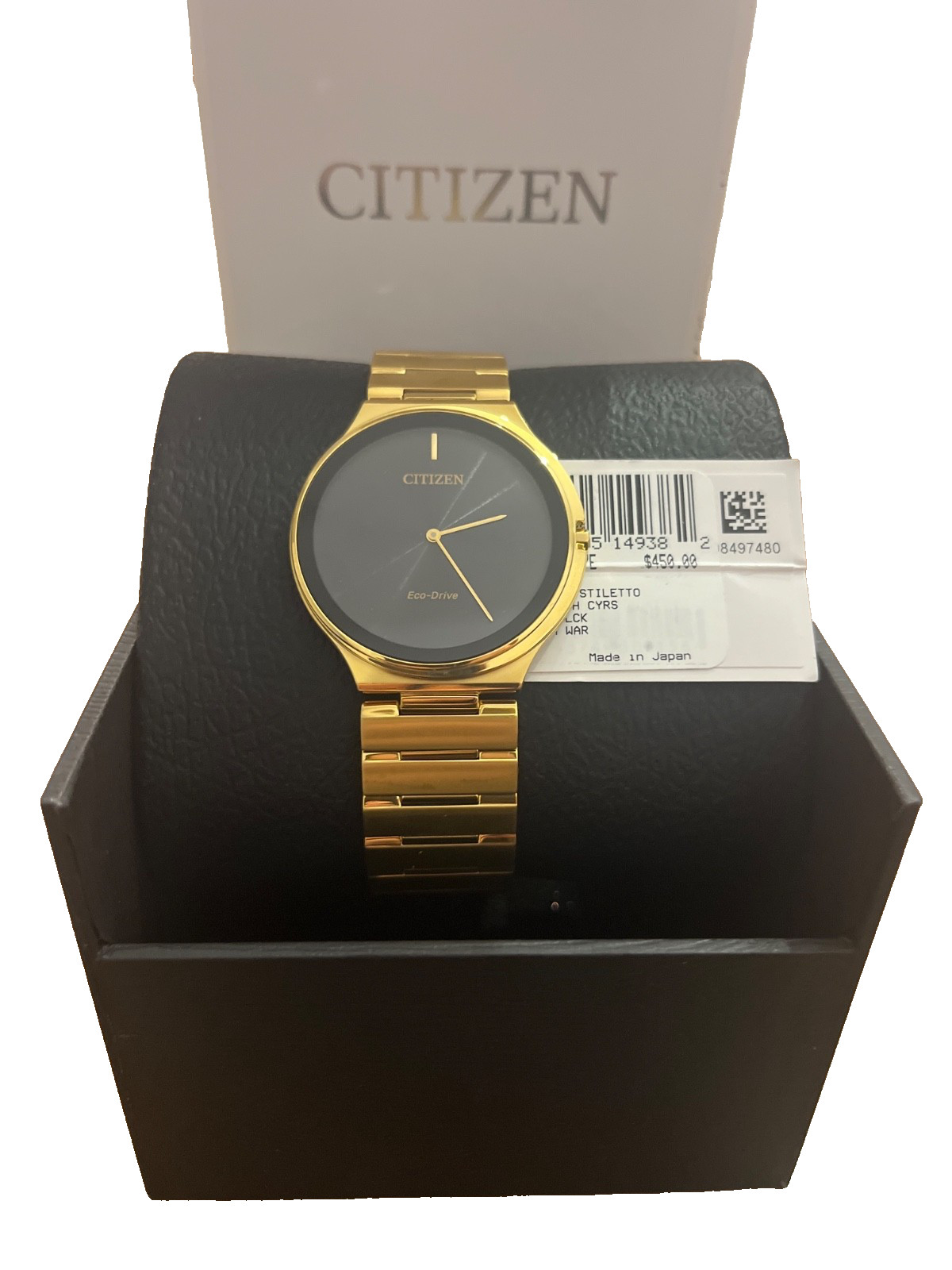 Citizen AR3112-57E Stiletto Eco-Drive Stainless Steel Gold Tone Slim Men\'s Watch