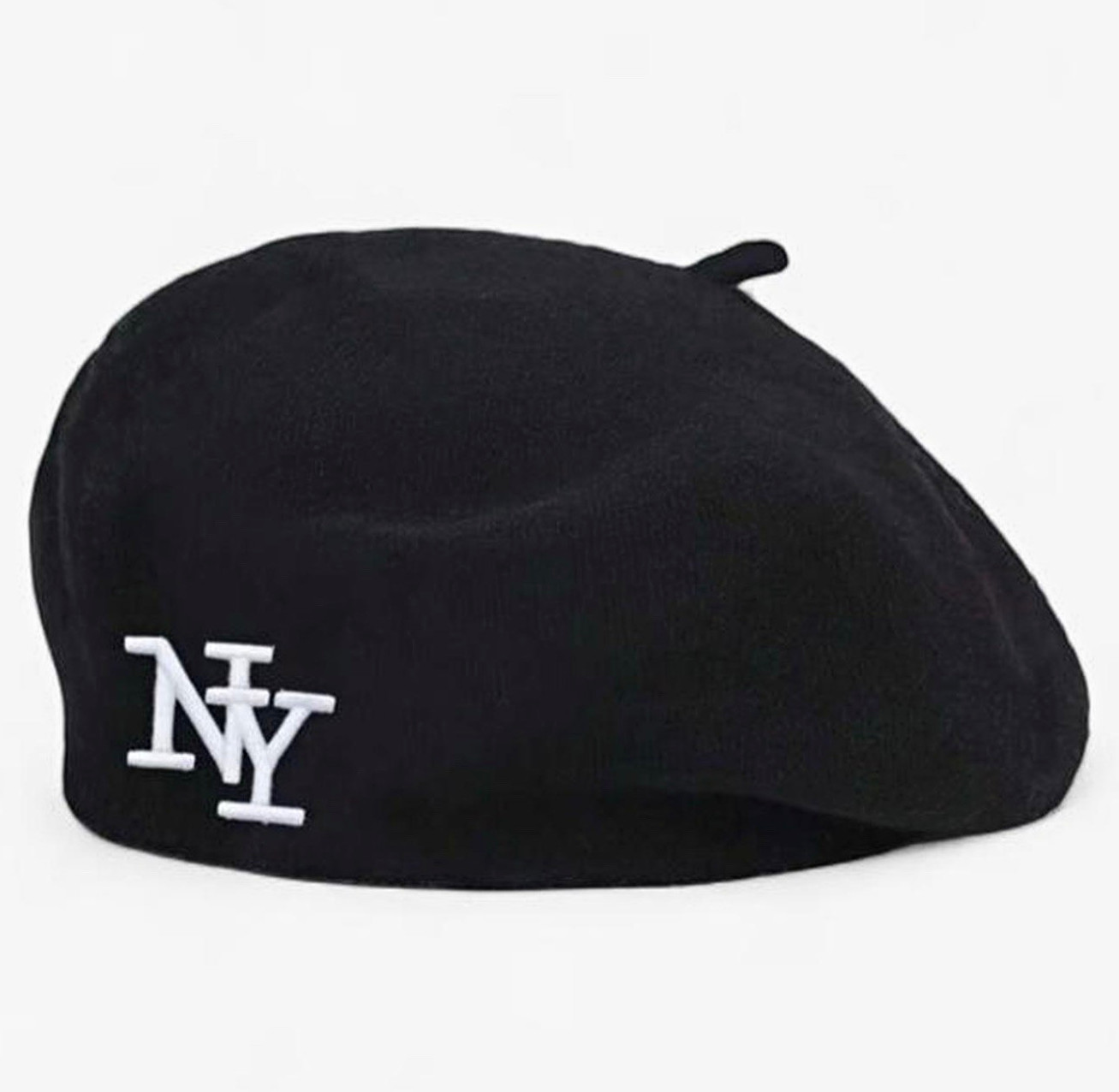 New Era NY Yankees Wool Beret Hat Black Y2K Streetwear One Size New