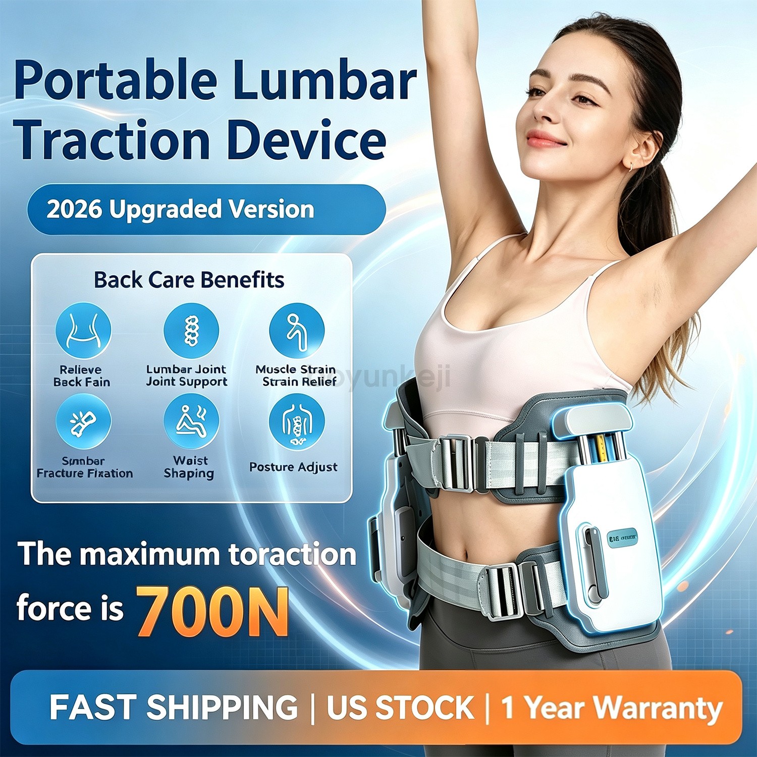 Back Stretcher for Lower Spine Pain Lumbar Decompression Belt & Traction Device