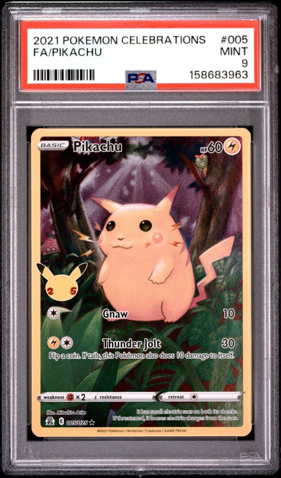 2021 POKEMON CELEBRATIONS #005 FA/PIKACHU PSA 9 MNT