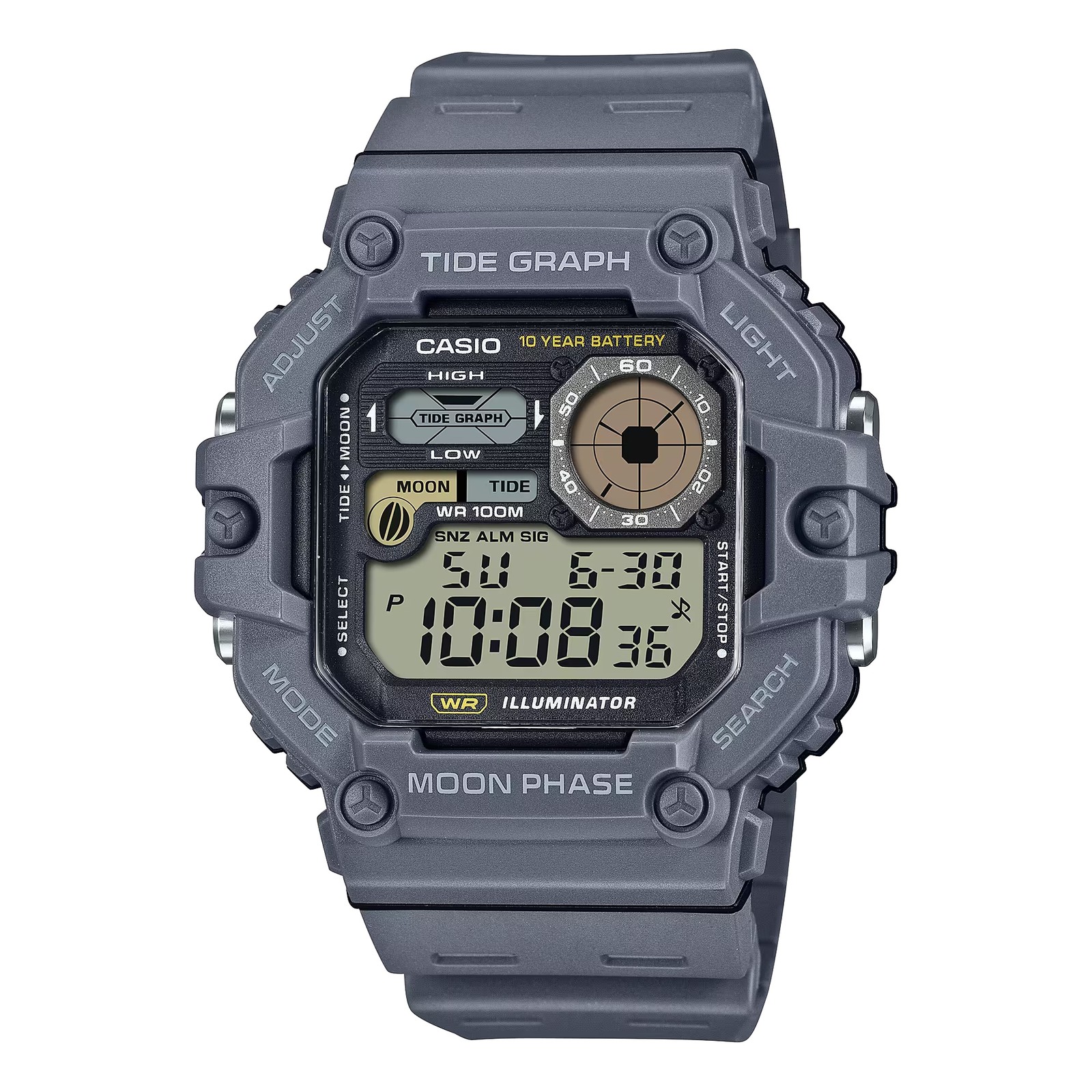 Casio Men's Digital Watch with Gray Resin Band - WS-1700H-8AVCF