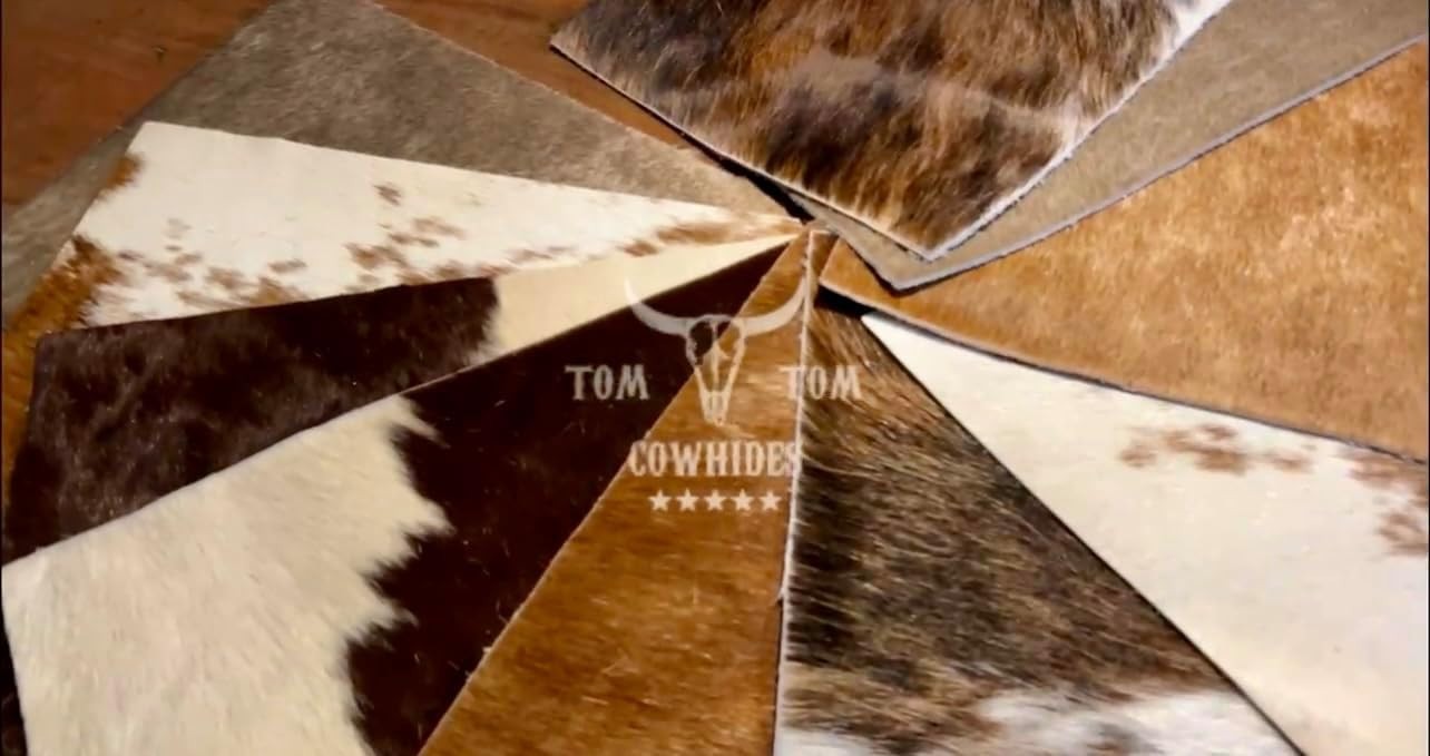 Tomtom Cowhides Nice Variety 10 Pieces Hair on Cow Hide Scrap Approx. 12\ Tomtom Cowhides Nice Variety 10 Pieces Hair on Cow Hide Scrap Approx. 12\