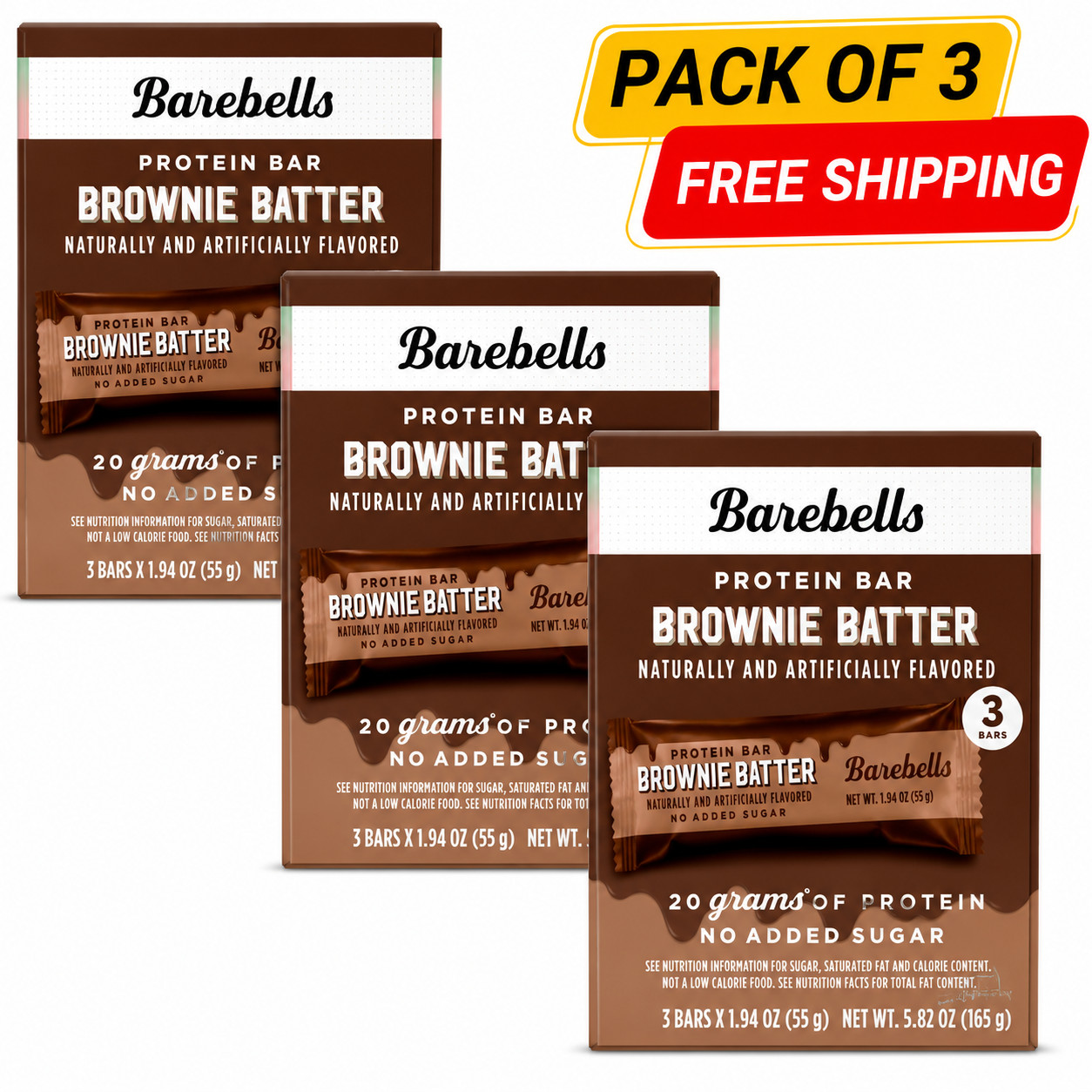 Barebells Protein Bars with 20G High Protein, 1.9Oz Bars, Brownie Batter -12 Ct