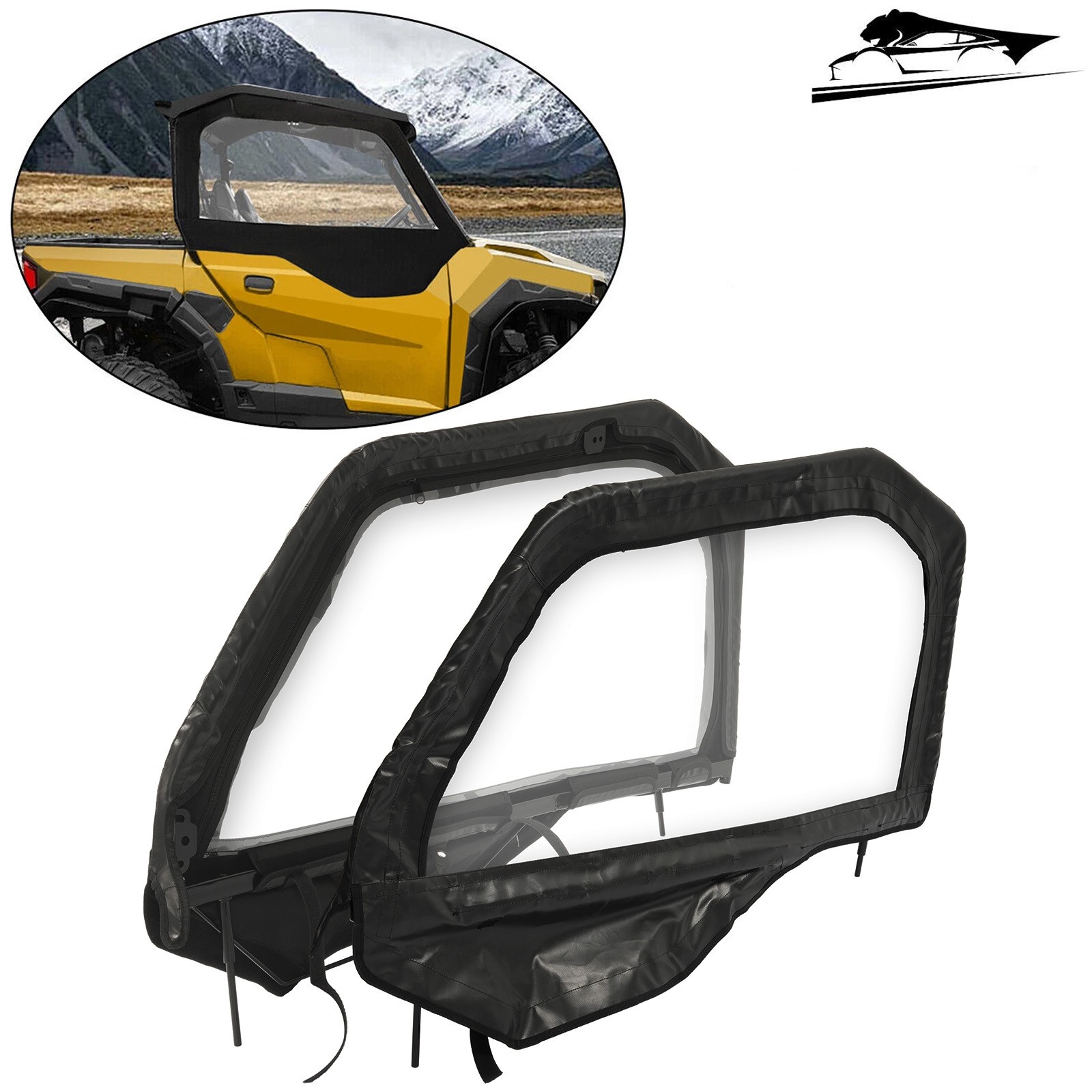 Black Soft Door Windows Skins For Polaris General 1000 Deluxe EPS/Sport 16-23 Black Soft Door Windows Skins For Polaris General 1000 Deluxe EPS/Sport 16-23