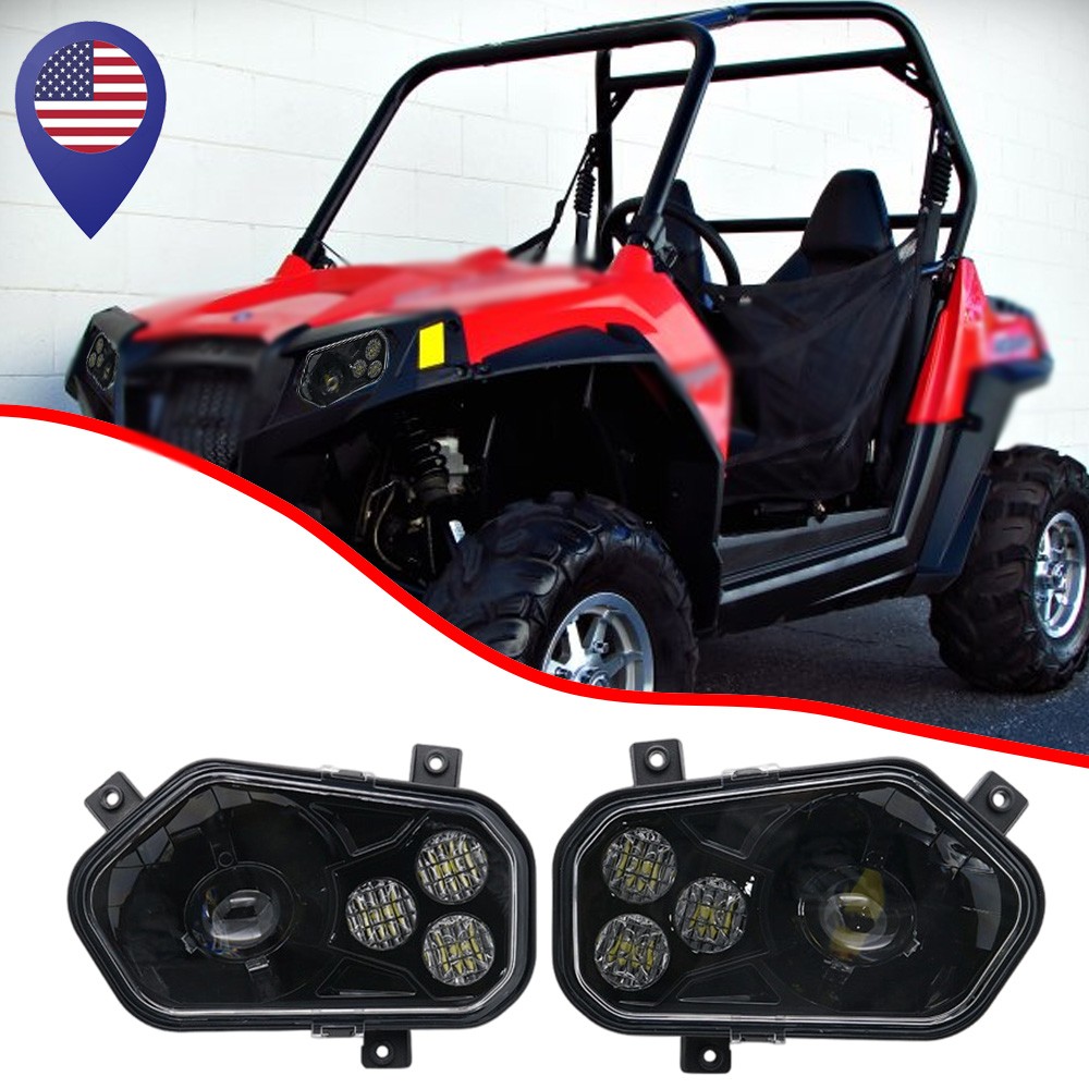 For Polaris RZR S 800 2011-2014 /XP 900 2011-2013 Pair LED Headlights Hi/Lo Beam For Polaris RZR S 800 2011-2014 /XP 900 2011-2013 Pair LED Headlights Hi/Lo Beam