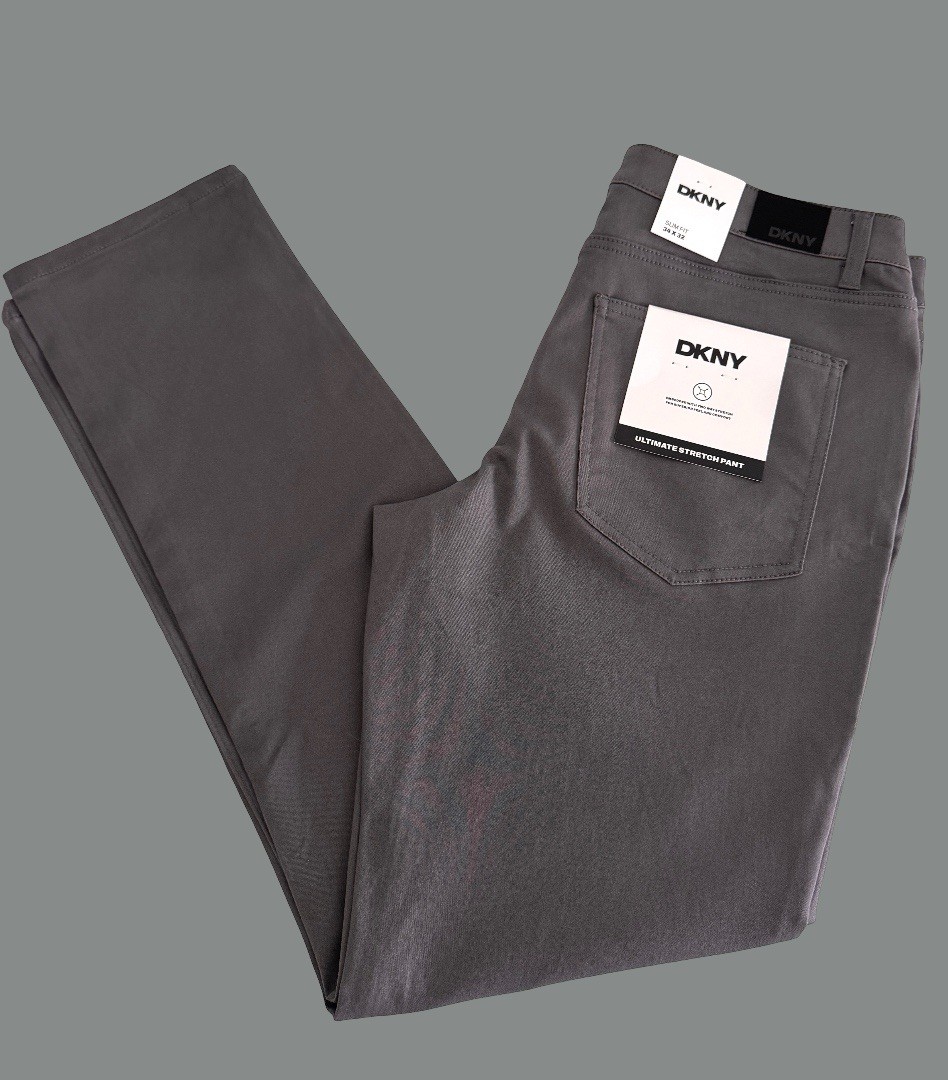 DKNY Mens Ultimate Stretch Pants Stanton Slim Fit 32 33 34 36 38 Gray Grey R6