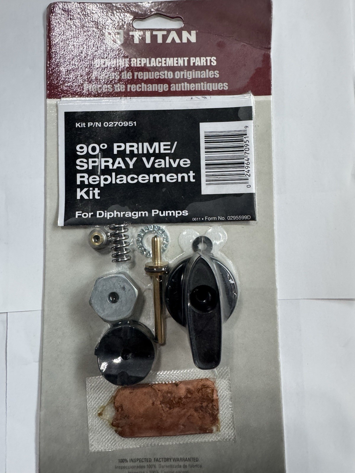 TITAN Diaphragm Pump Prime Valve PN# 0270951 TITAN Diaphragm Pump Prime Valve PN# 0270951