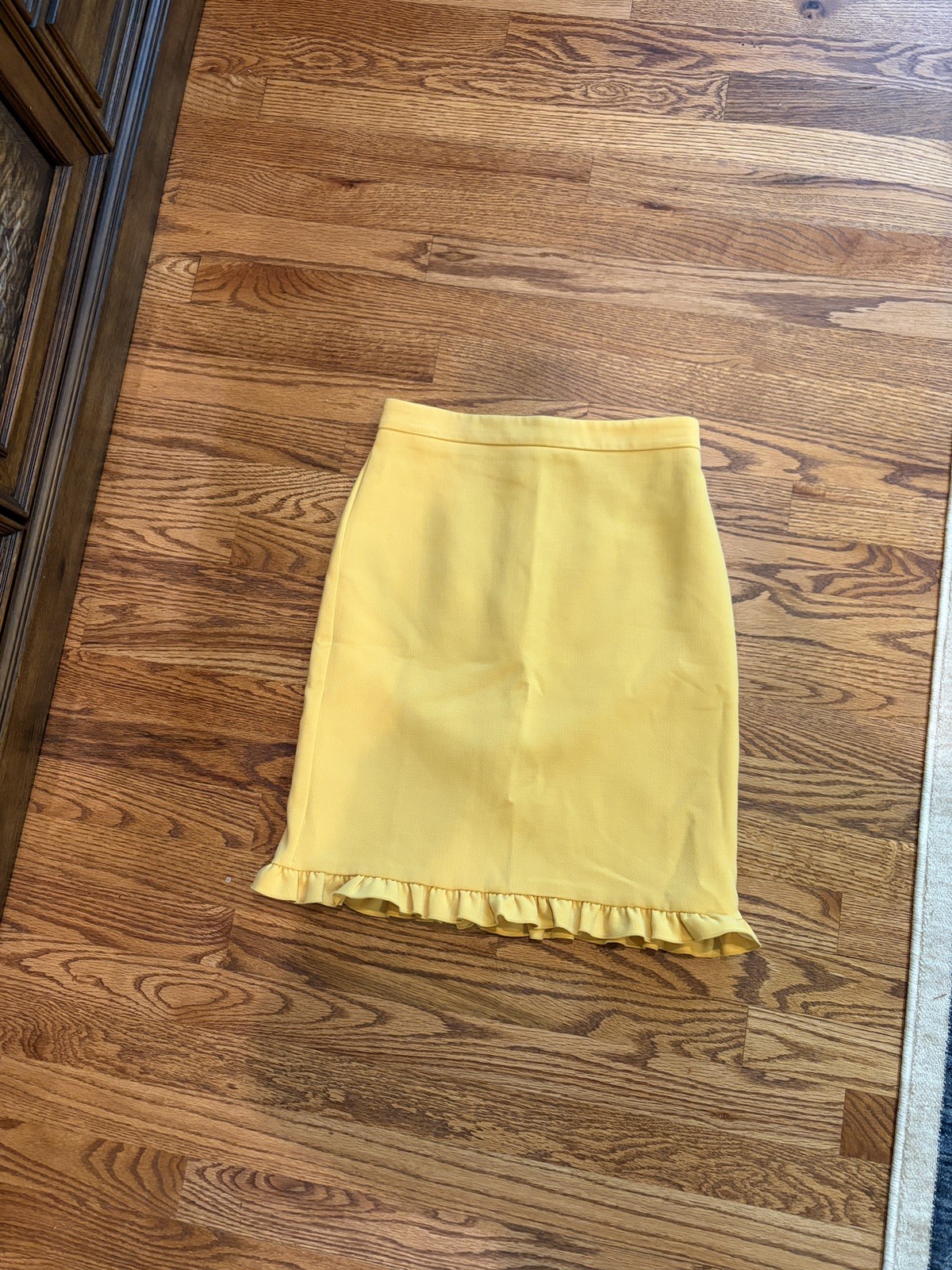 New Ann Taylor Petite Mustard Yellow Ruffle Hem Pencil Skirt 00P Business Casual