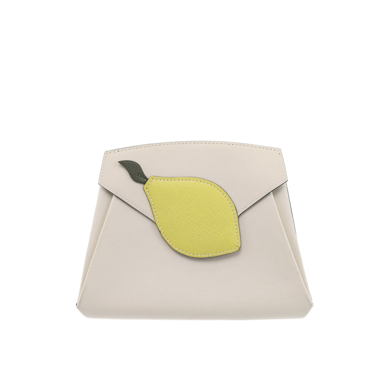 Hermès Wallet Craie/Lime Evercolor Mysore Petit H Leather Lemon Pouch 75ch
