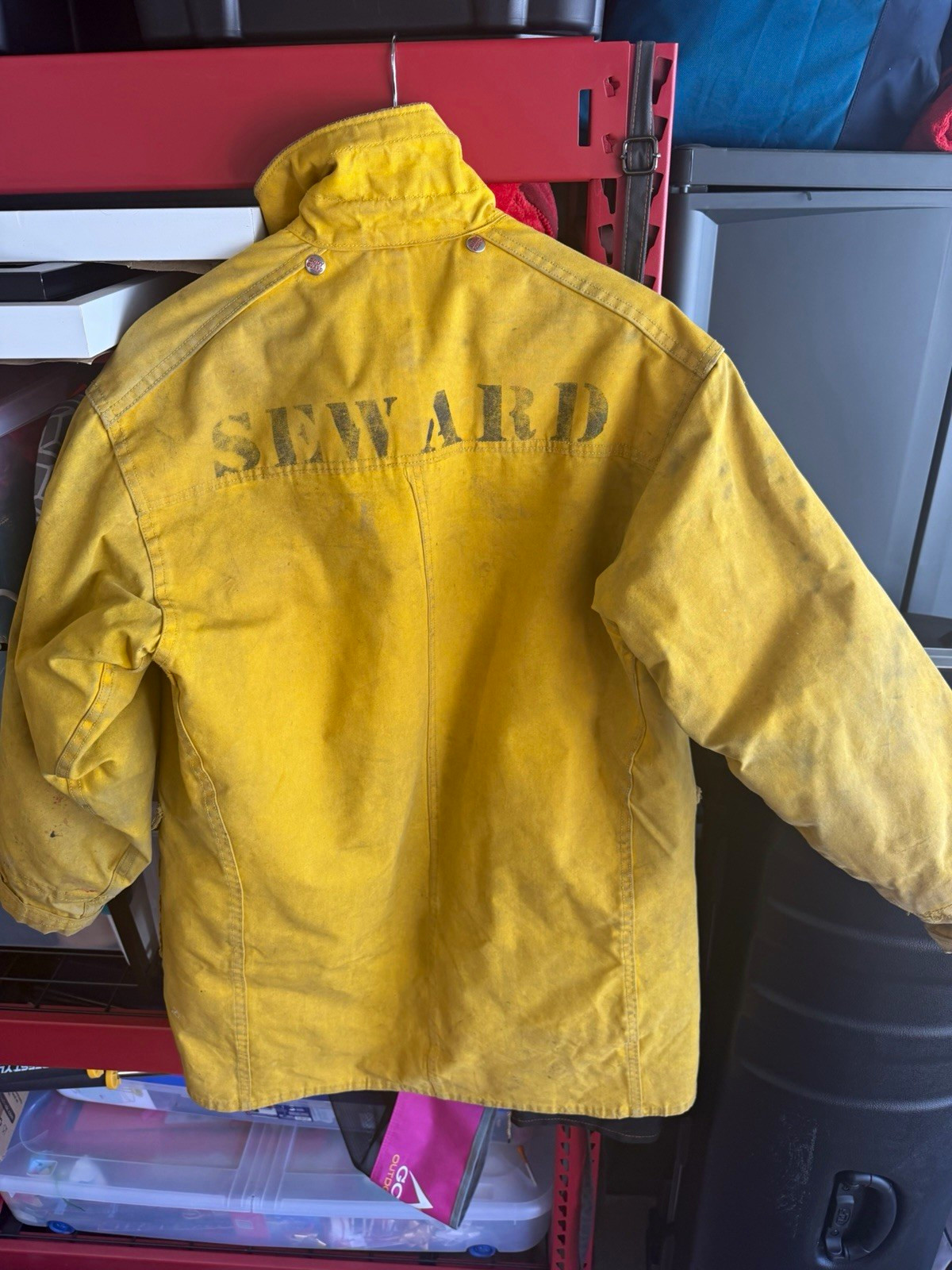 Vintage Body Guard Yellow Firefighter Jacket Coat 100% Nylon Size 40
