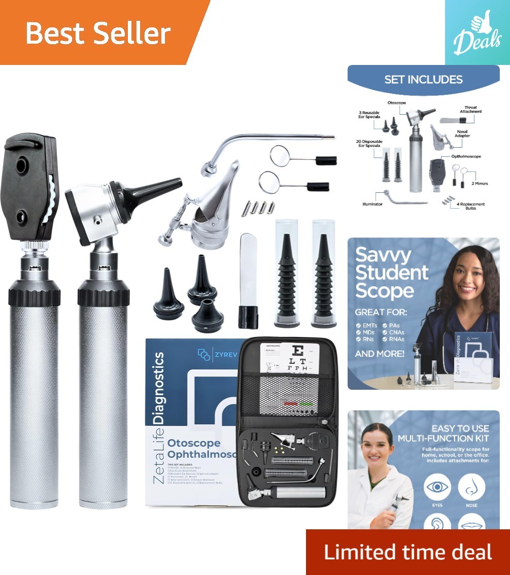 Medical Grade 36-Piece Otoscope/Opthalmoscope Set - Ideal for Students & Clinics