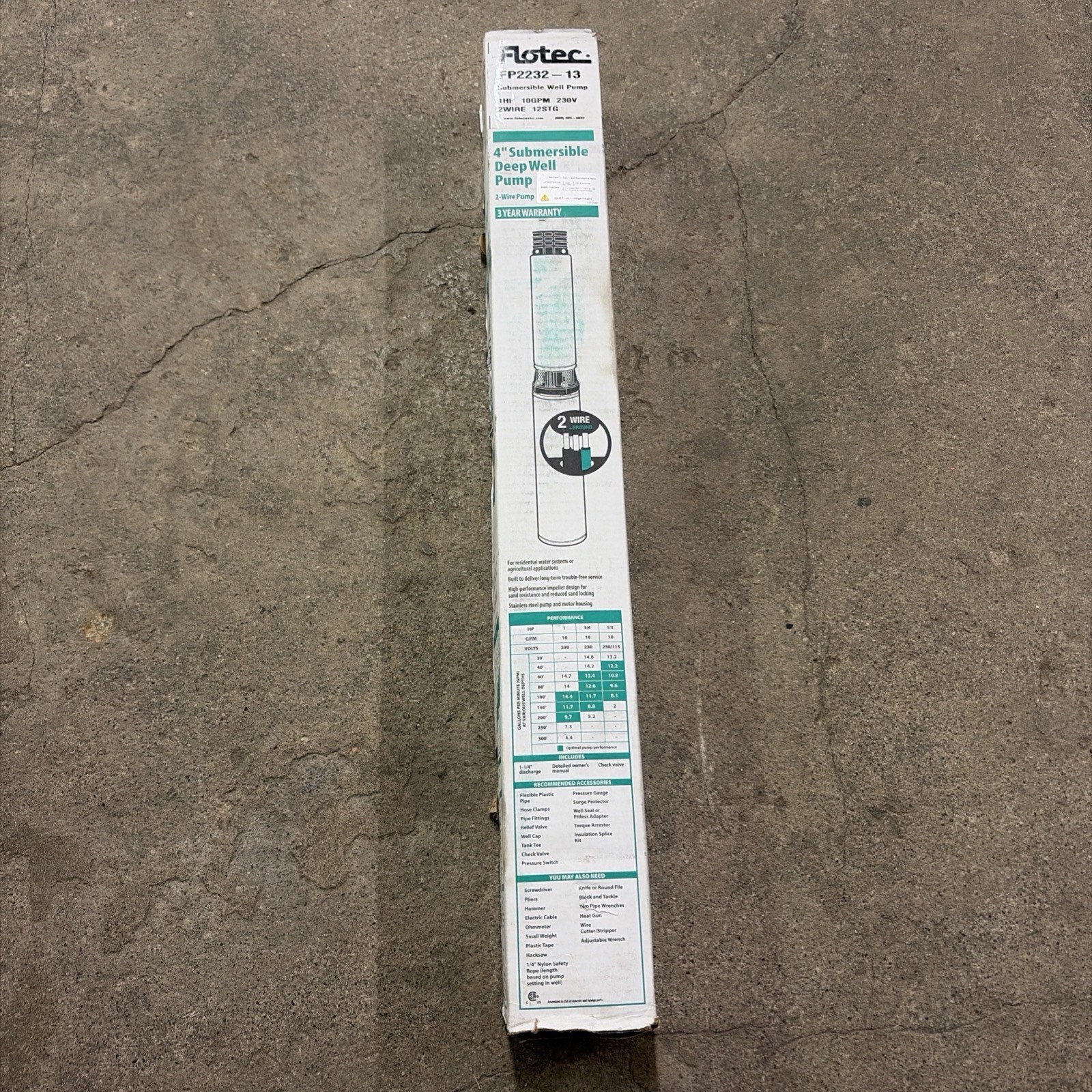 Pentair Flotec FP2232-13 10 GPM 1 HP Submersible Deep Well Pump 2-Wire 230V Pentair Flotec FP2232-13 10 GPM 1 HP Submersible Deep Well Pump 2-Wire 230V