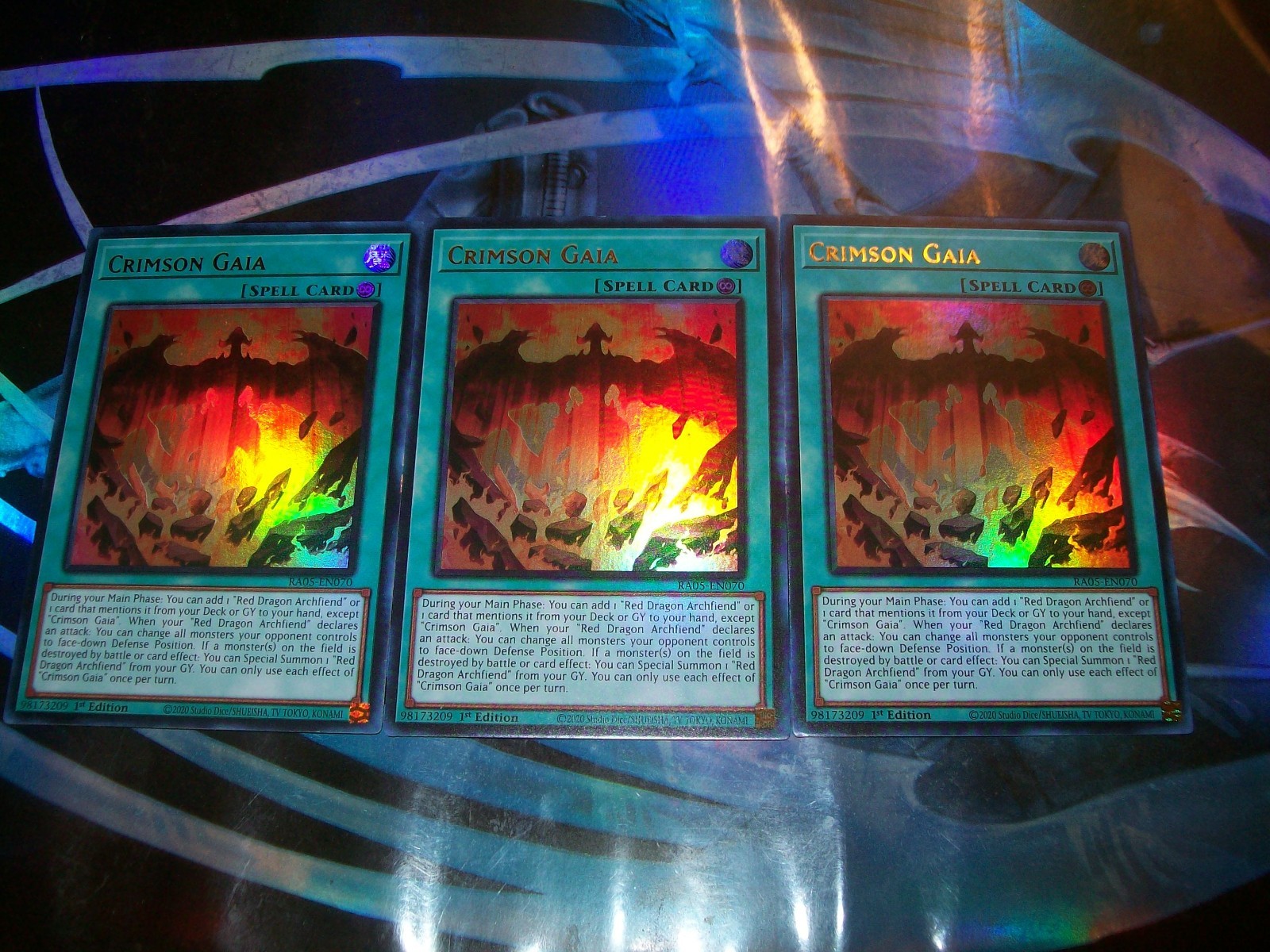 3x Crimson Gaia 1st Edition Ultra Rare RA05-EN070 Yu-Gi-Oh