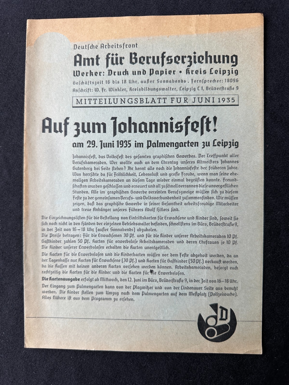 On to the Johannisfest Palmengarten Leipzig 29.06.1935, 160326 (H-95)