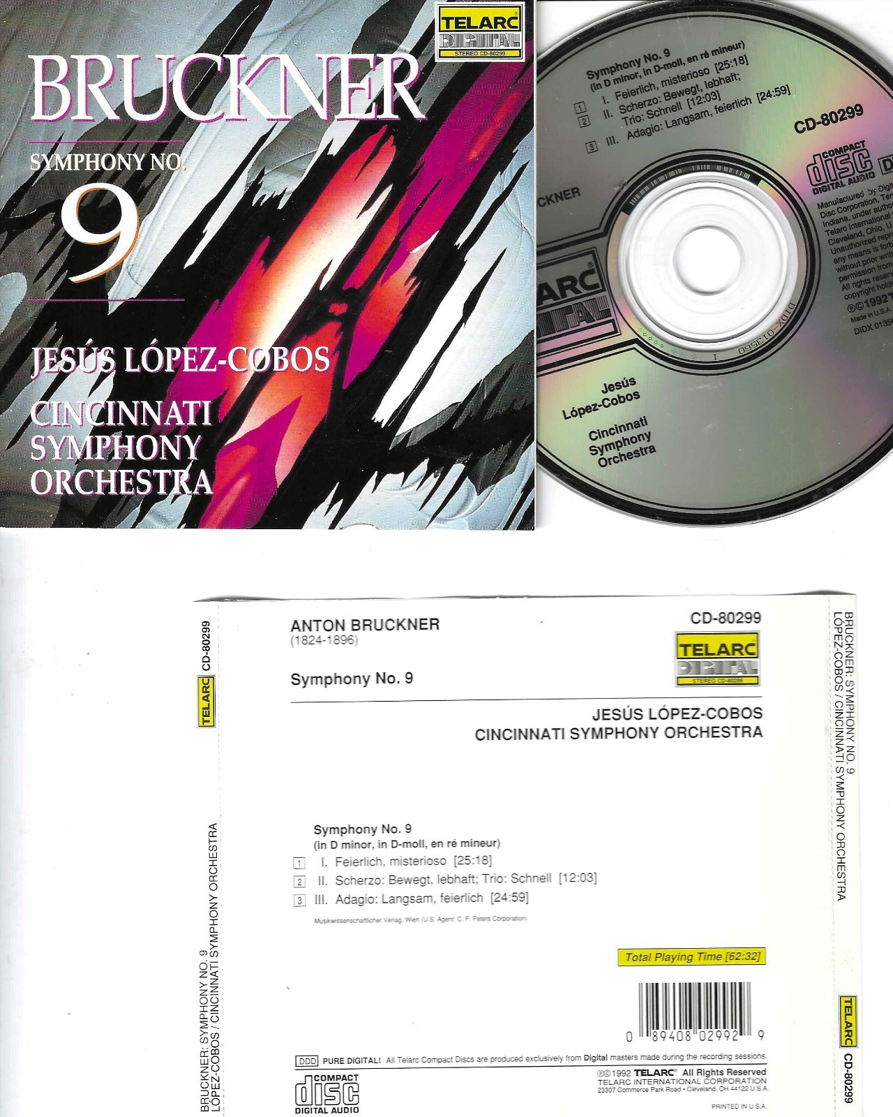 BRUCKNER SYMPHONY No. 9 CINCINNATI SYMPHONY ORCHESTRA CD BRUCKNER SYMPHONY No. 9 CINCINNATI SYMPHONY ORCHESTRA CD