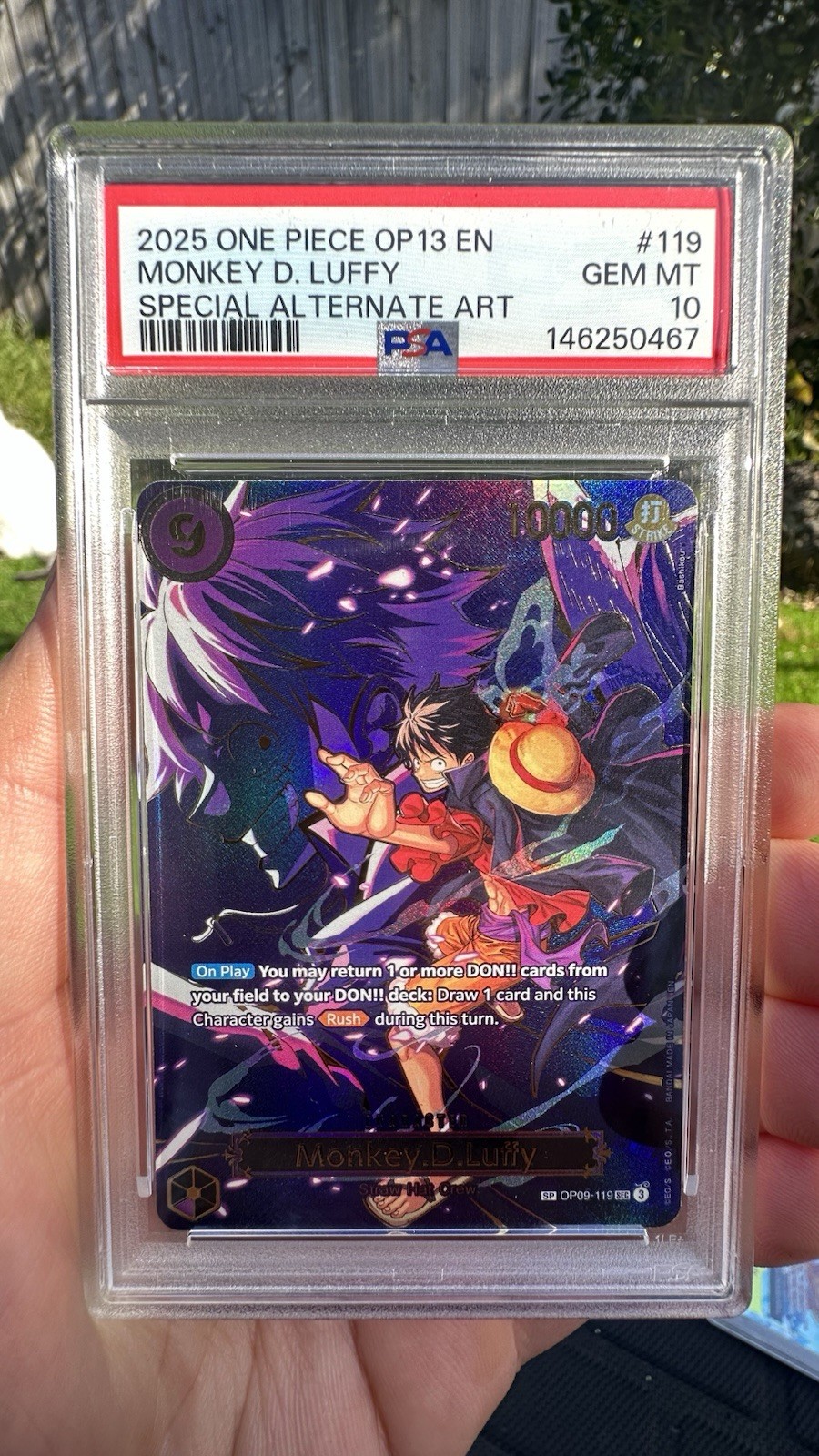 2025 One Piece Monkey D. Luffy OP09-119 SP SPECIAL ALTERNATE ART PSA 10 OP13