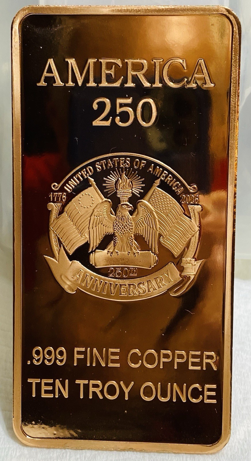 2026 AMERICA 250 - 10 Ounce .999 DCAM Copper BAR - EXCLUSIVE  WOW