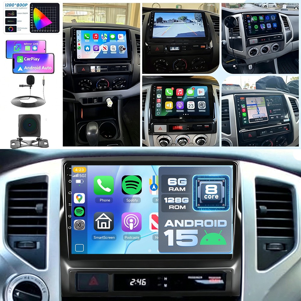 6+128GB Carplay For Toyota Tacoma 2005-2013 Android 15.0 Car Stereo Radio Camera