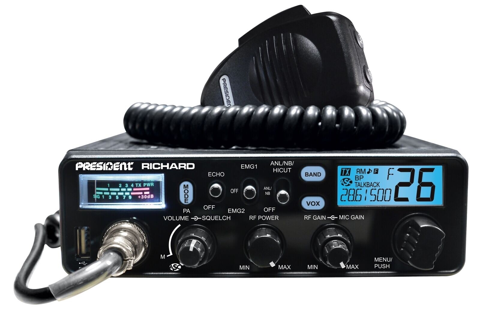 President Richard 10m 50W FM/AM Radio Transceiver - Black