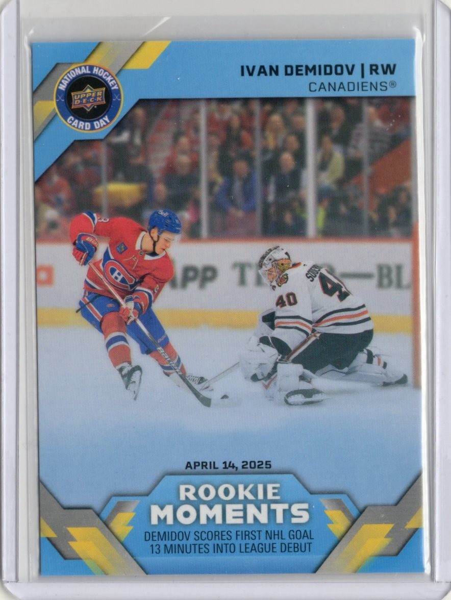 2025 UD National Hockey Card Day Ivan Demidov NHCD-31 Rookie Moments Fire Sale 2025 UD National Hockey Card Day Ivan Demidov NHCD-31 Rookie Moments Fire Sale