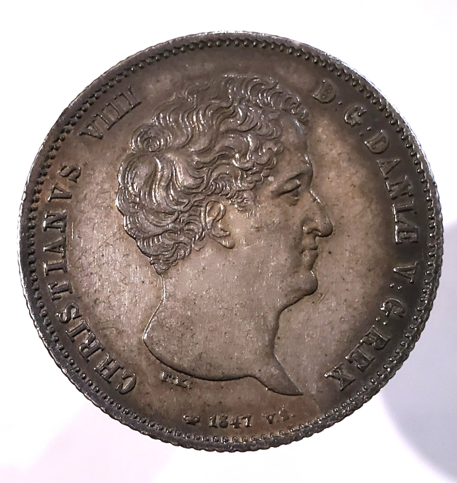 1847 DENMARK ~ RIGSBANKDALER ~ CHRISTIAN VIII ~ LOVELY TONED XF/AU COIN