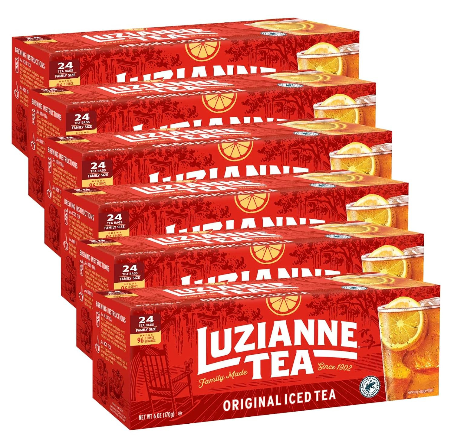 Luzianne Unsweetened Iced Tea Bags, Family Size, 24Ct Box (Pack of 6) Luzianne Unsweetened Iced Tea Bags, Family Size, 24Ct Box (Pack of 6)