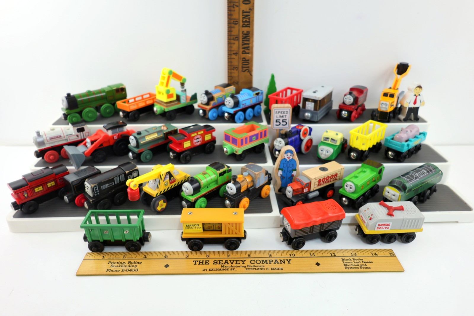 Lot of 30+ Thomas the Train & Friends Vintage Wooden Train Cars Engines