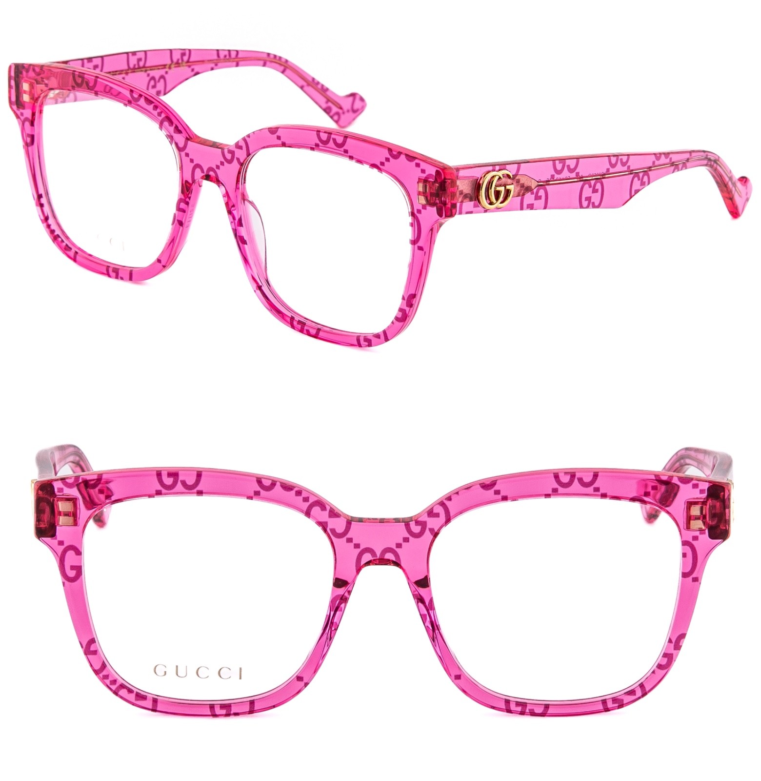 GUCCI GG0958O 0958 Crystal Pink GG Monogram Guccissima Print Eyeglasses 52mm 011