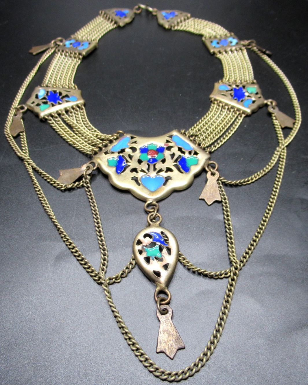 Gorgeous 1930\'s French Byzantine Poured Glass Necklace