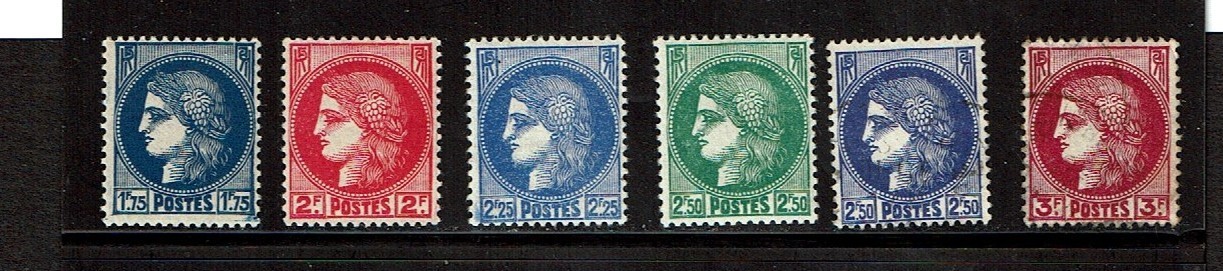 1938-40 FRANCE CERES COMPLETE SET of 6  Sc#335-40 Mint/Used