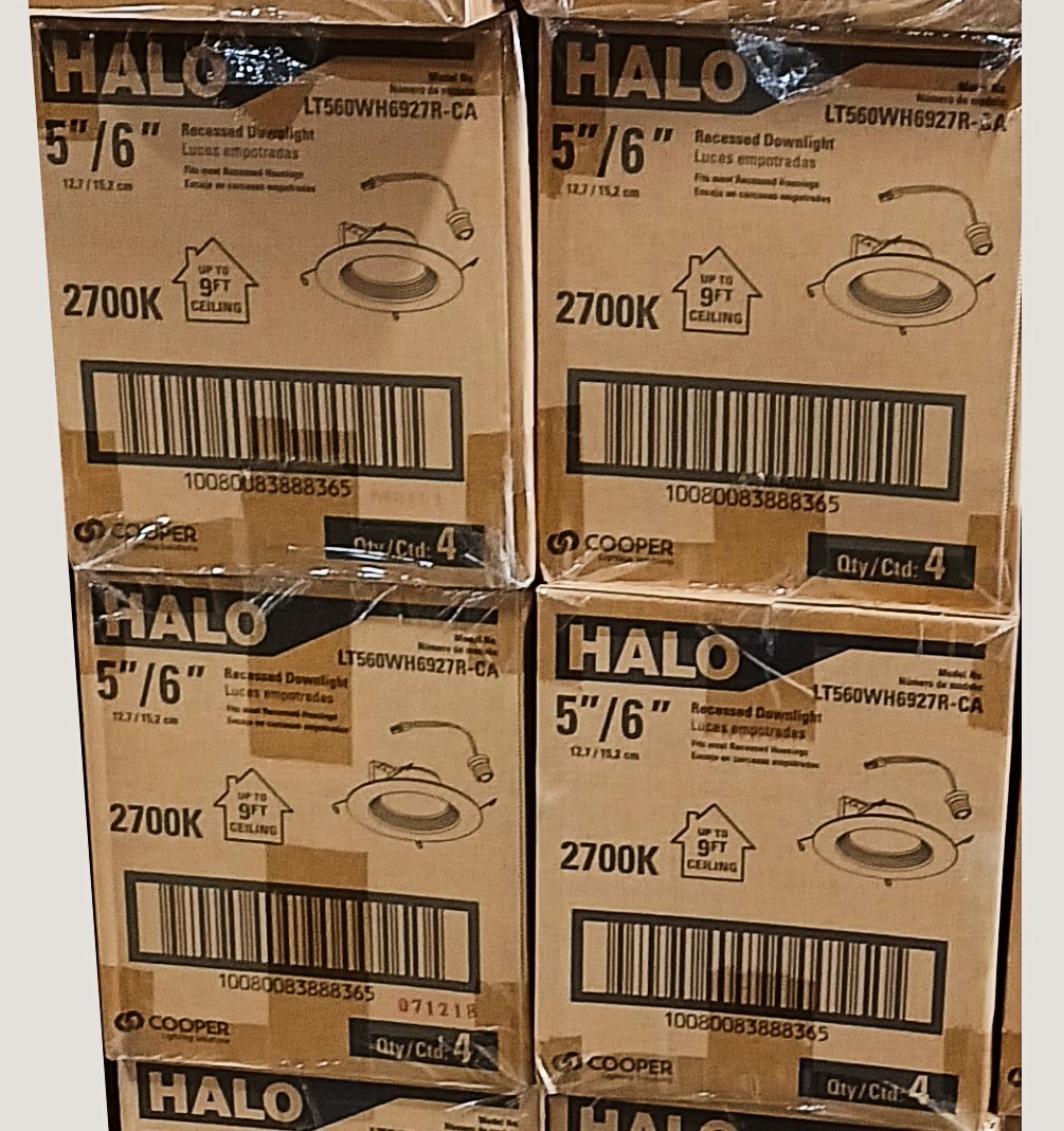 (case of 16) Halo 5-inch and 6-inch Integrated LED Recessed Ceiling Light 90 (case of 16) Halo 5-inch and 6-inch Integrated LED Recessed Ceiling Light 90