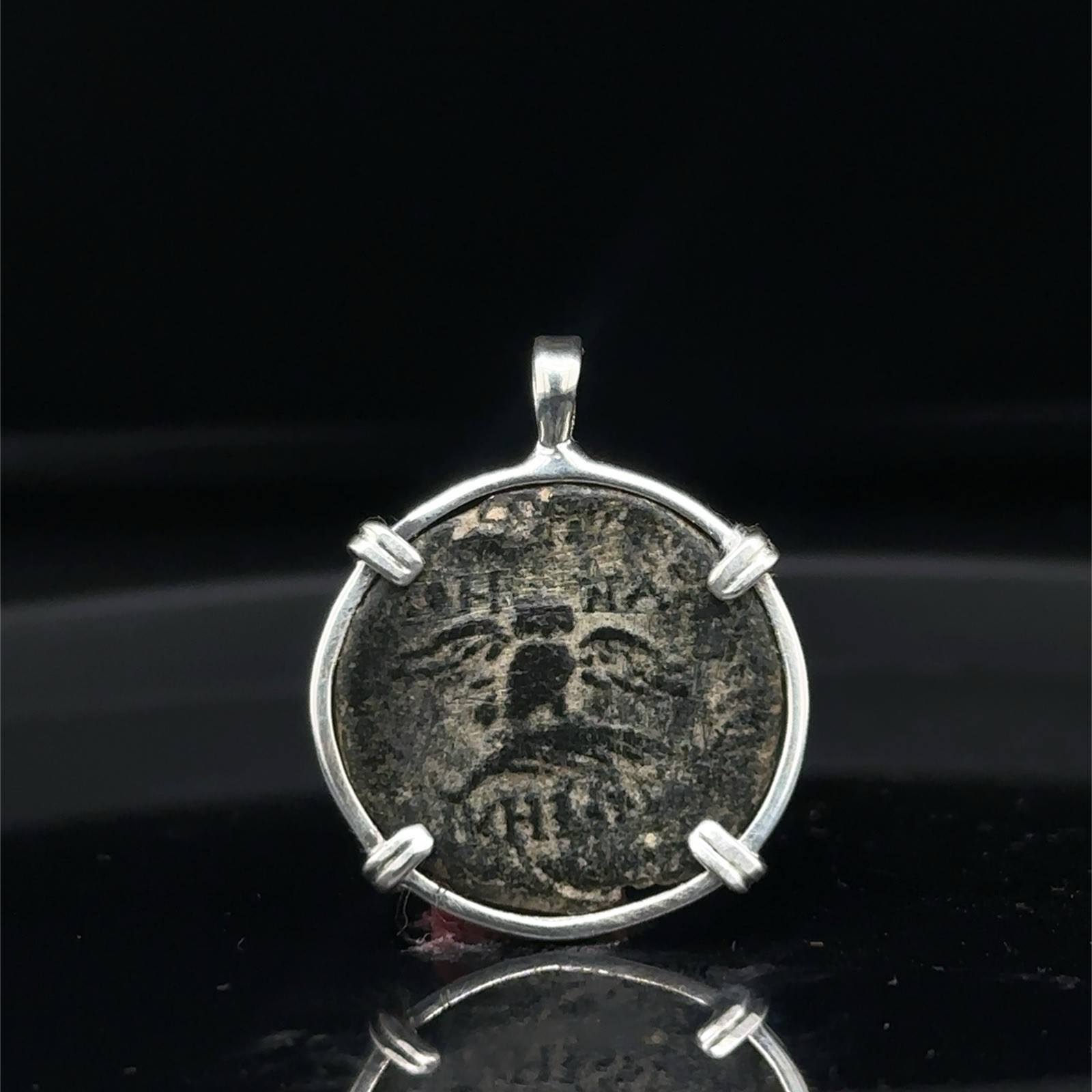 Genuine Ancient Greek Owl And Athena Coin In Sterling Silver Pendant Genuine Ancient Greek Owl And Athena Coin In Sterling Silver Pendant