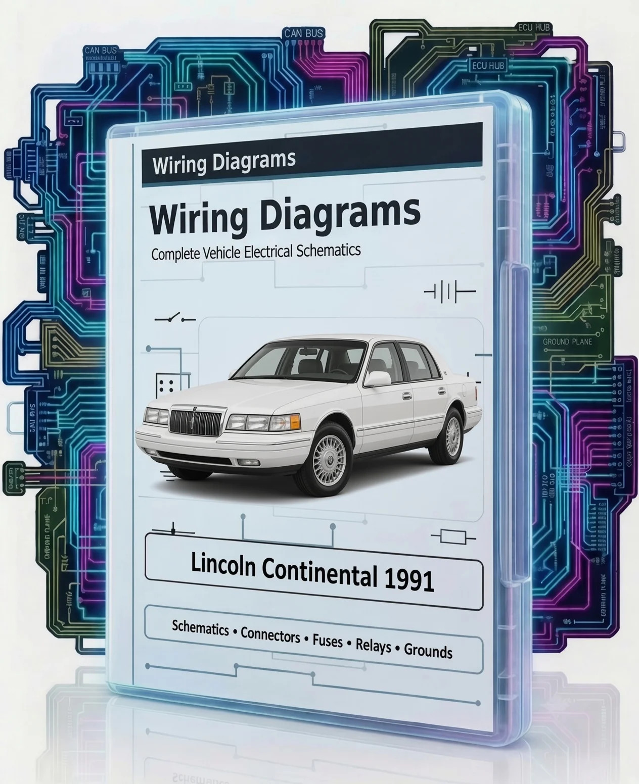 1991 Lincoln Continental Complete Color Electrical Wiring Diagrams PDF on USB