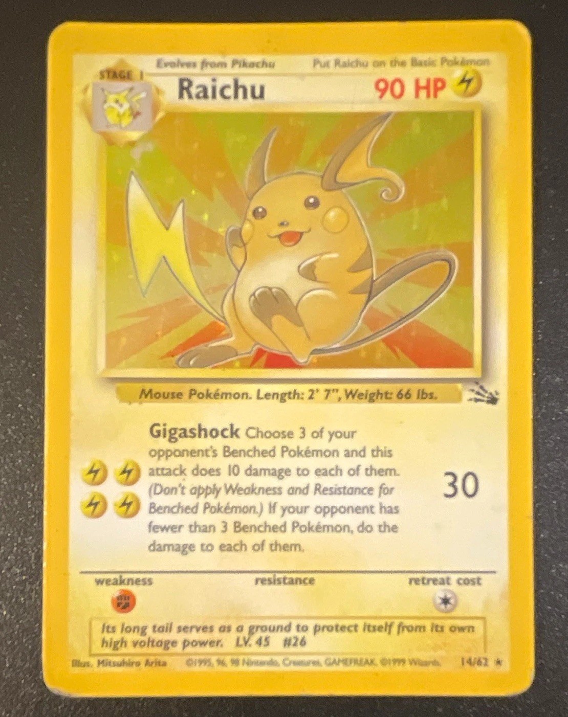 Pokémon TCG Fossil Raichu 14/62 Holo Rare EN 1999
