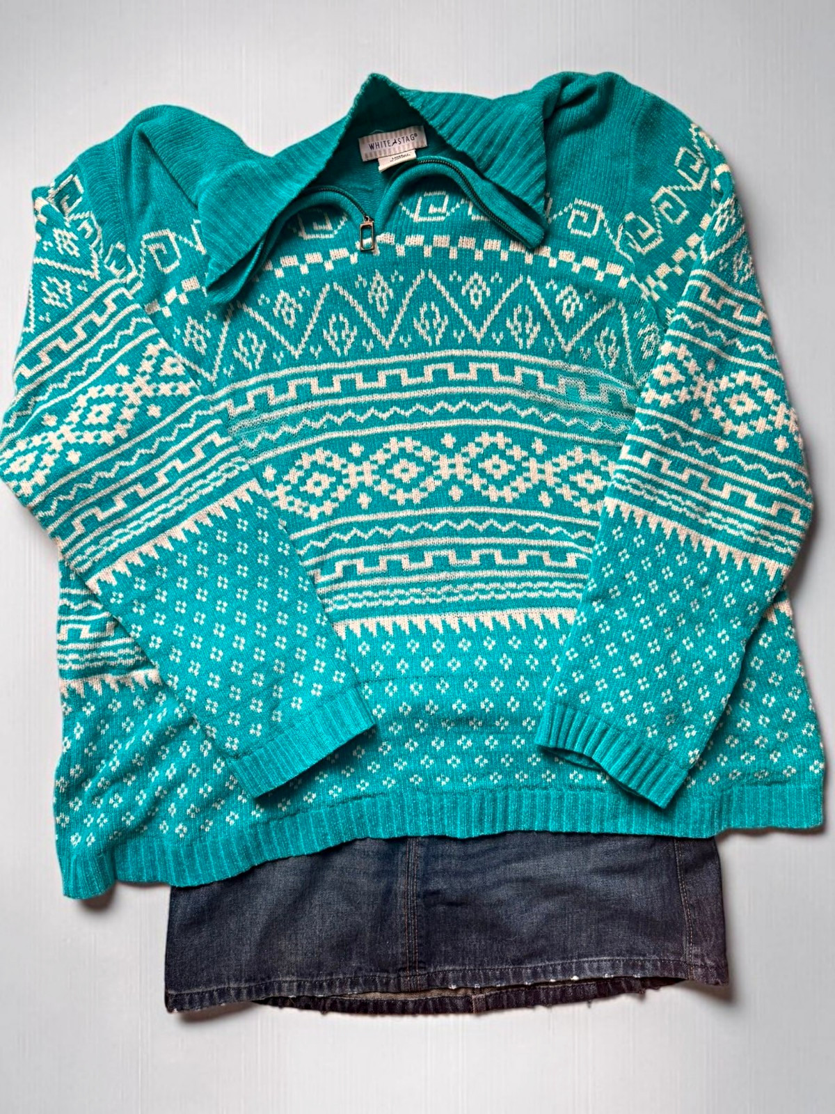 White Stag Women’s XL Fair Isle Knit Acrylic Half Zip Long Sleeve Sweater White Stag Women’s XL Fair Isle Knit Acrylic Half Zip Long Sleeve Sweater