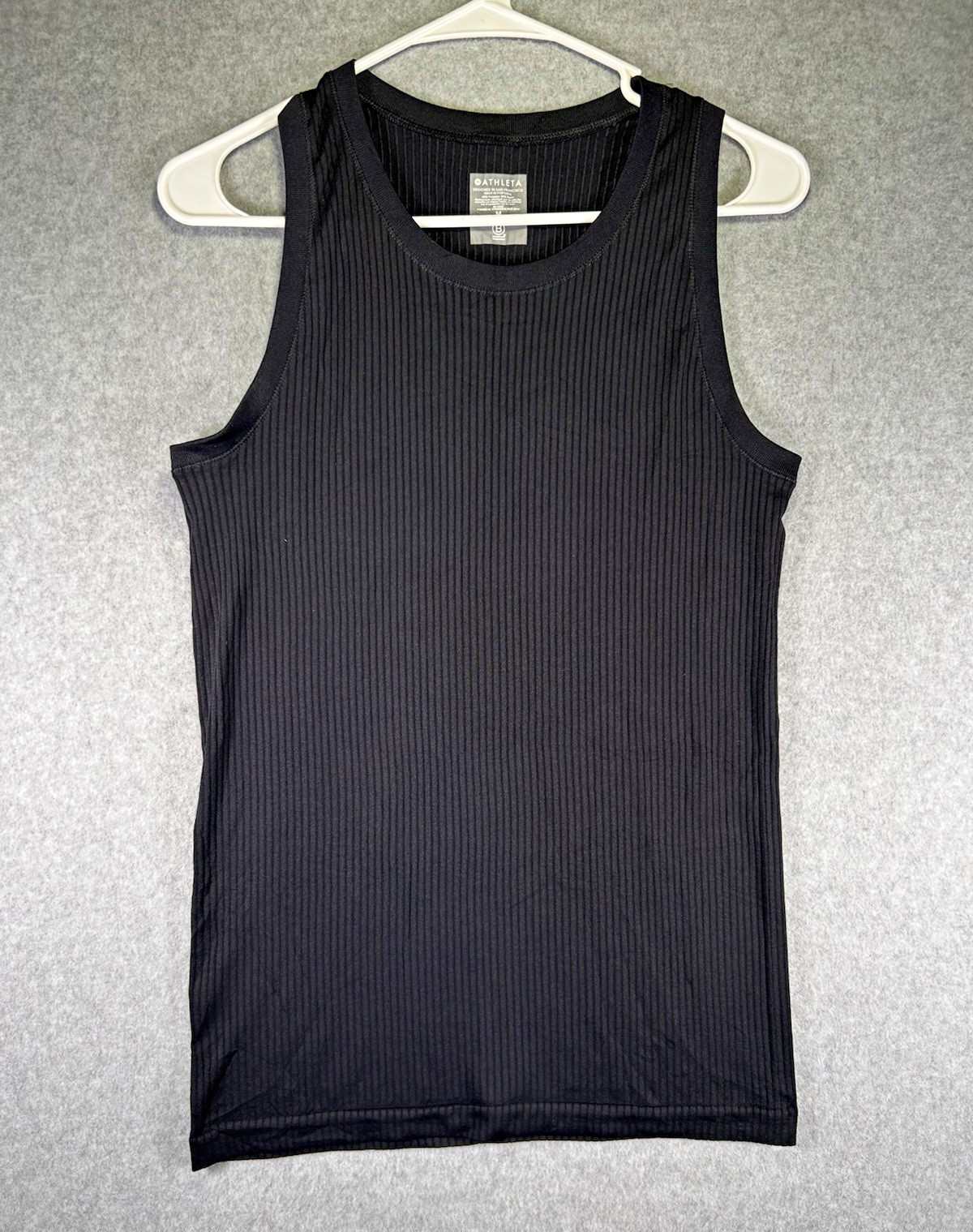 Athleta Ribbed Tank Top Womens M Black Stretch Scoop Neck Sleeveless Pullover