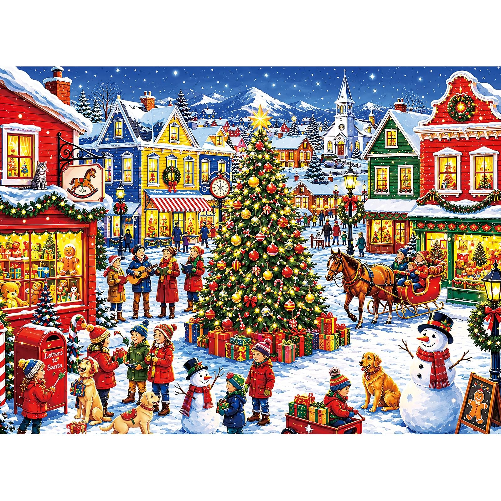 Christmas Tree Snowman 500 Piece Jigsaw Puzzle for Adults