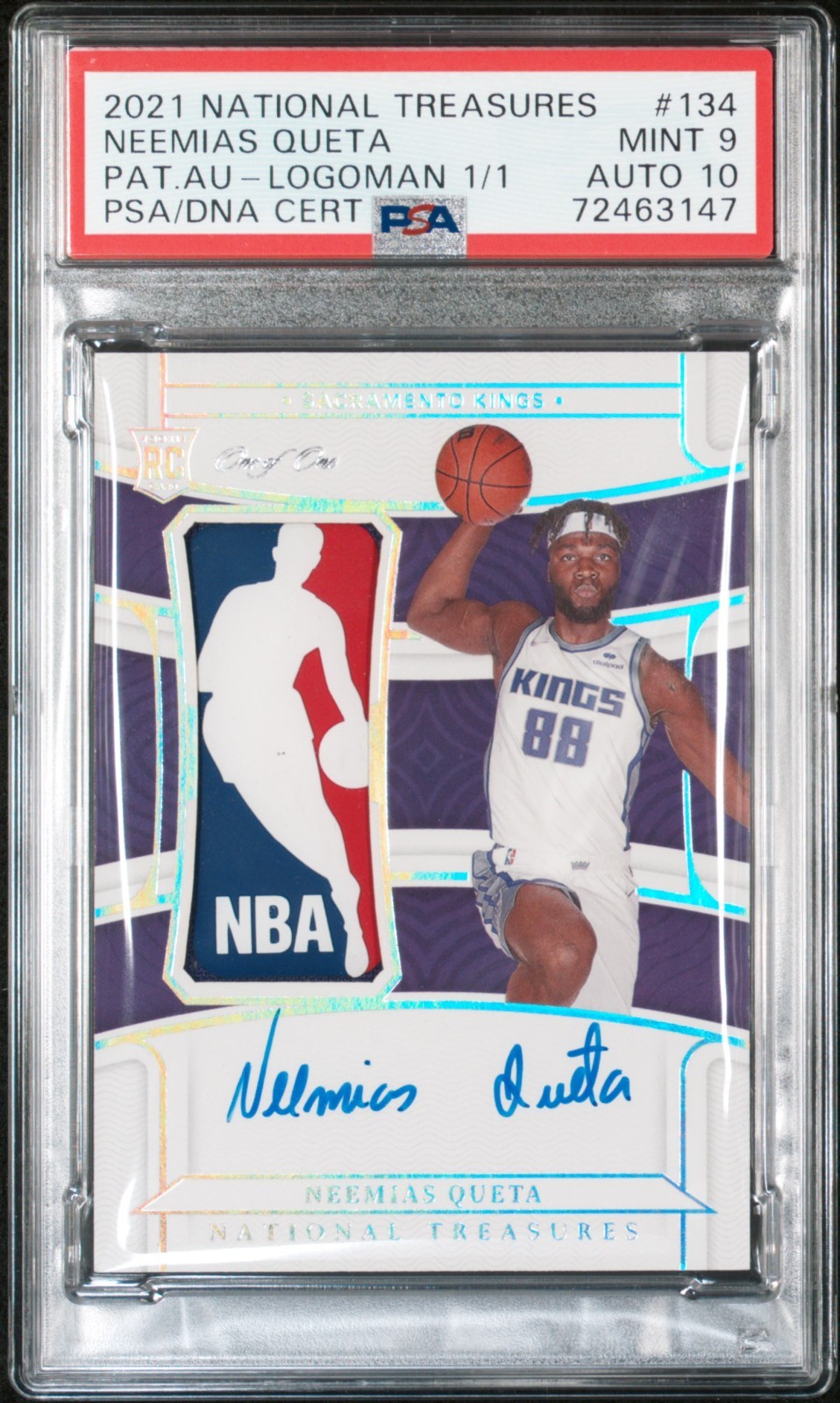 2021 PANINI NATIONAL TREASURES #134 NEEMIAS QUETA PATCH AUTOGRAPH-LOGOMAN 1/1