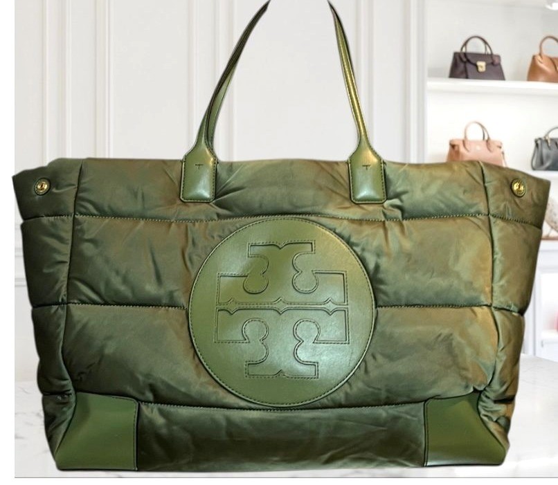 RARE ✺ AUTHENTIC TORY BURCH ARMY GREEN PUFFER ELLA TOTE RARE ✺ AUTHENTIC TORY BURCH ARMY GREEN PUFFER ELLA TOTE