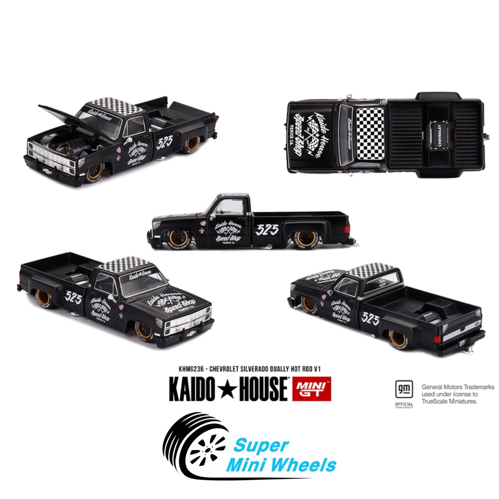 Mini GT x Kaido House 1:64 Chevrolet Silverado Dually Hot Rod V1 Flat Black #236