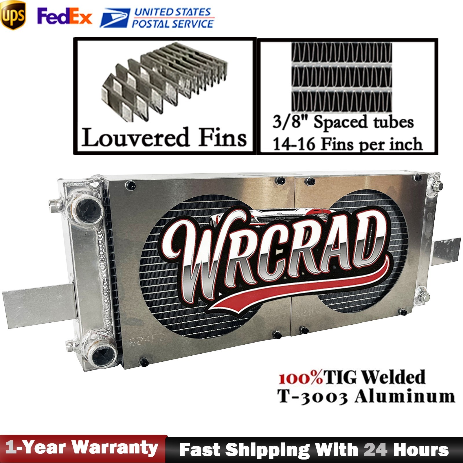 OEM# RH249525 All Aluminum Universal Pocket Tucked Radiator For Honda Civic CRX