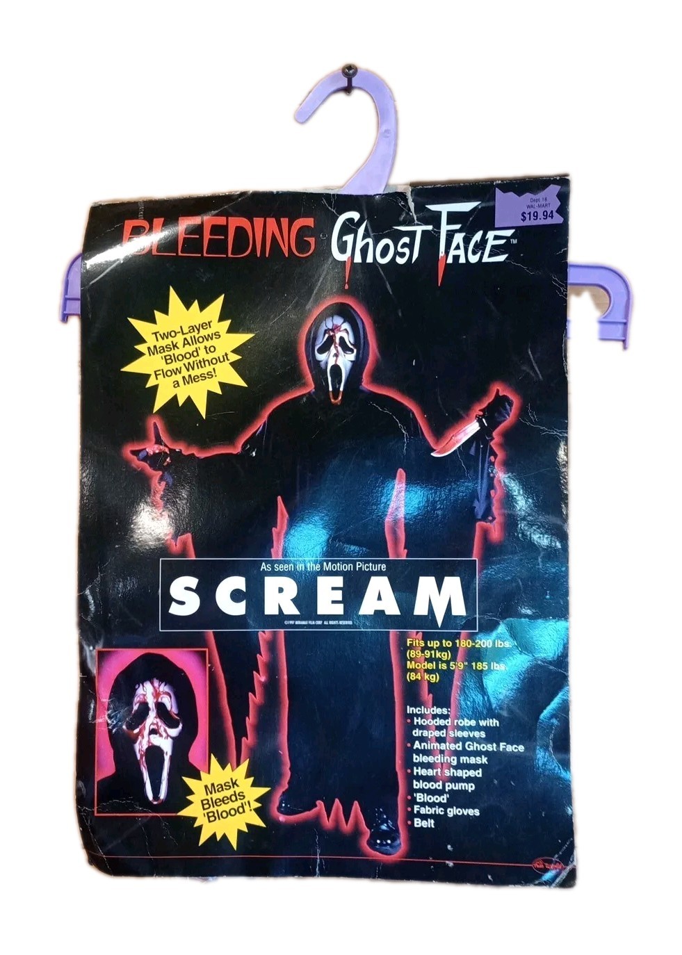 Rare Scream Mask 1997 Costume Ghost Fun World Easter Unlimited Hard To Find NEW