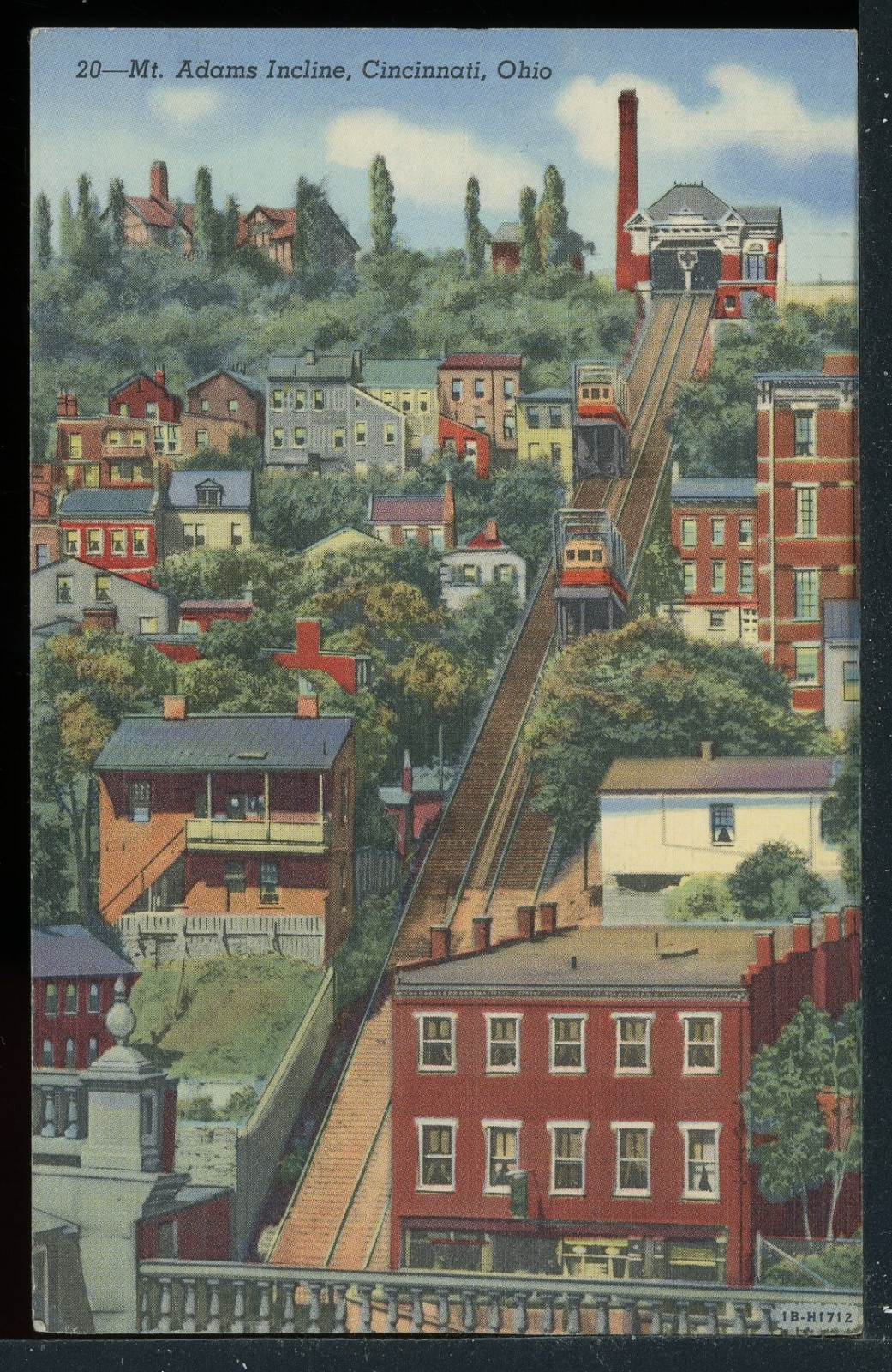 1941 Mt. Adams Incline Cincinnati Ohio Historic Vintage Postcard M1571