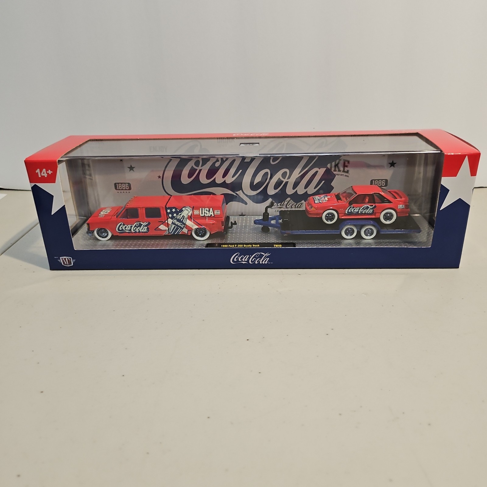 M2 Machines Coca Cola Hauler 1990 Ford F-350 Dually & 1988 Ford Mustang Chase M2 Machines Coca Cola Hauler 1990 Ford F-350 Dually & 1988 Ford Mustang Chase