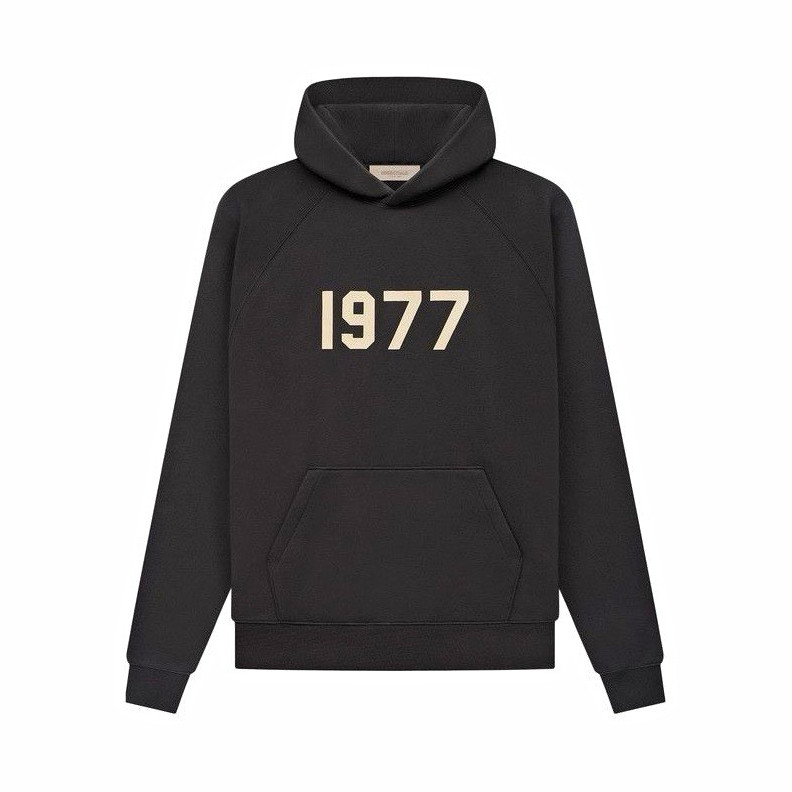 Essentials Fear of God Essentials 1977 Graphic Black Pullover Hoodie Men\'s M Essentials Fear of God Essentials 1977 Graphic Black Pullover Hoodie Men\'s M