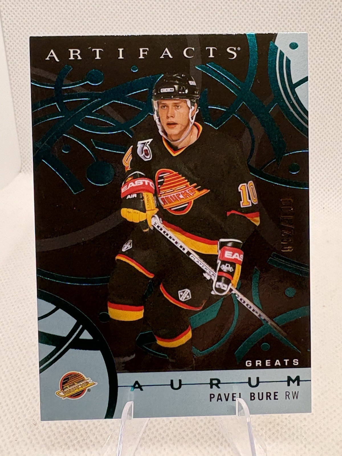 2025-26 UD Artifacts Aurum Teal Greats SSP Pavel Bure Canucks /100