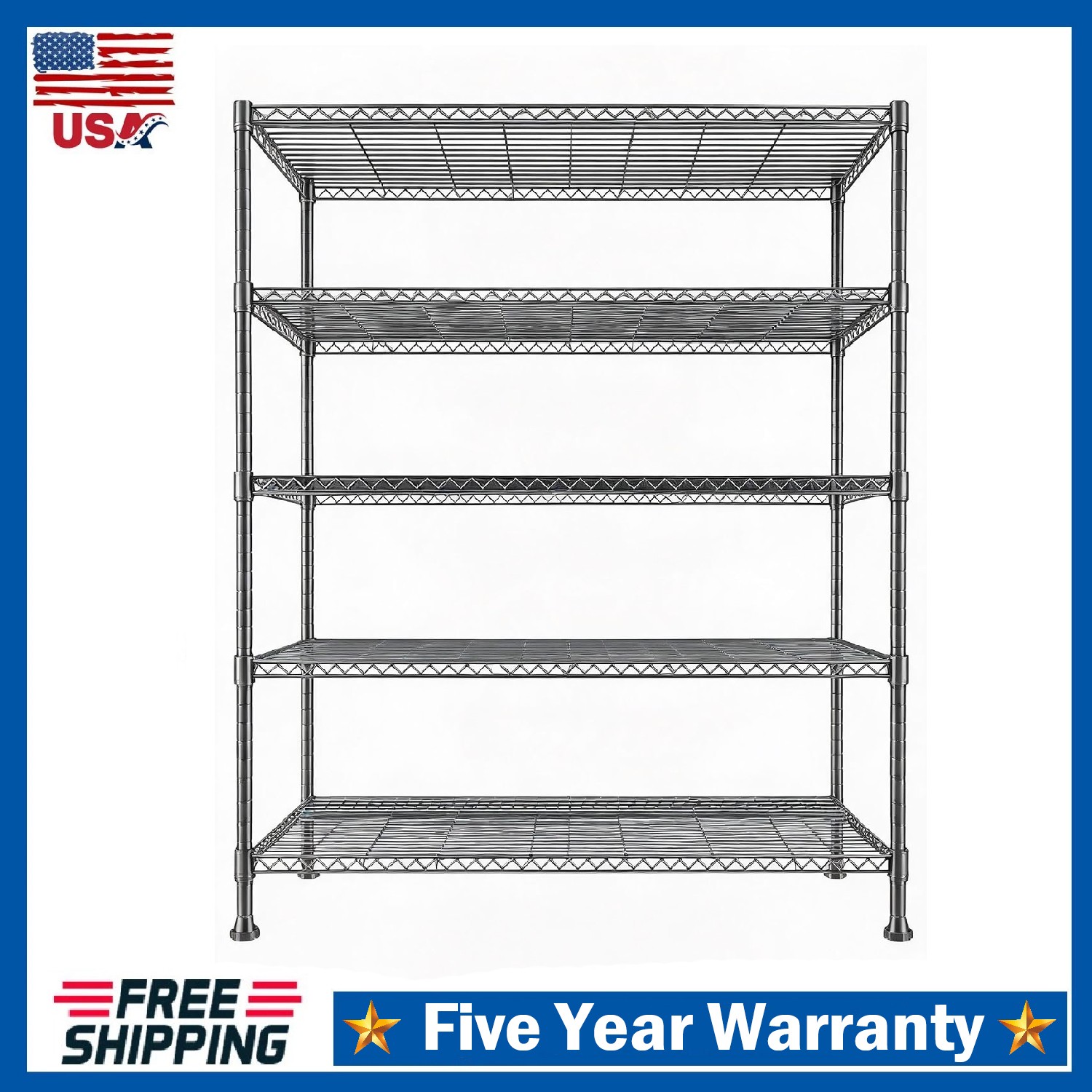 5 Tier Metal Shelving Unit ,Adjustable Heavy Duty Garage Wire Shelf Storage Rack 5 Tier Metal Shelving Unit ,Adjustable Heavy Duty Garage Wire Shelf Storage Rack