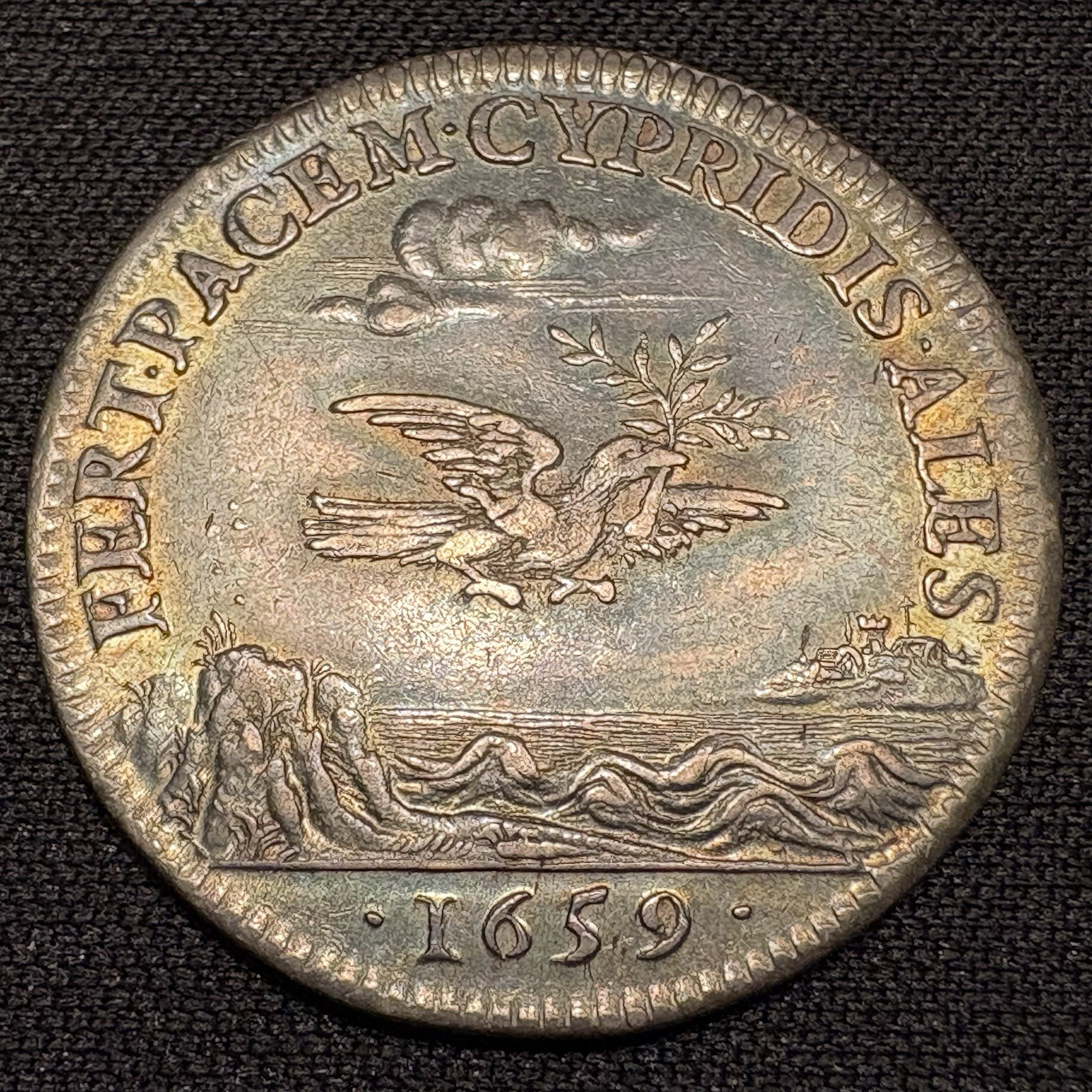 Rare 1659 France Silver Jeton Louis XIV Rouen Peace of Pyrenees 1600s Coin