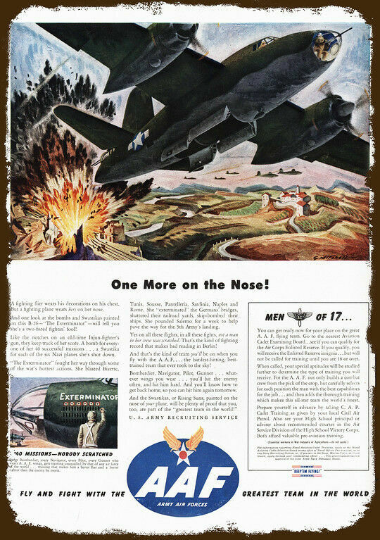 1944 AIR FORCE B-26 Bomber Airplane Vintage-Look DECORATIVE REPLICA METAL SIGN